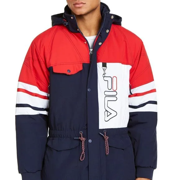 Fila Jackets Coats Fila Mens Golia Peacoat Hooded Logo Parka